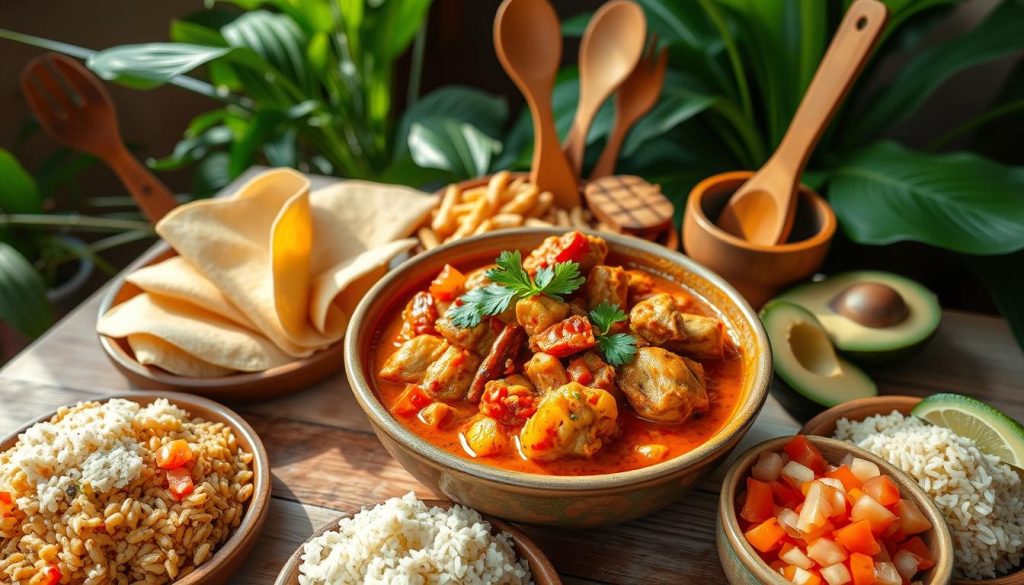 Belizean Chicken Stew and Accompaniments