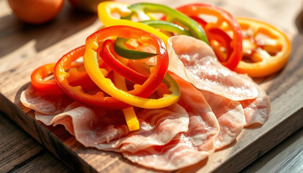 prosciutto and bell peppers